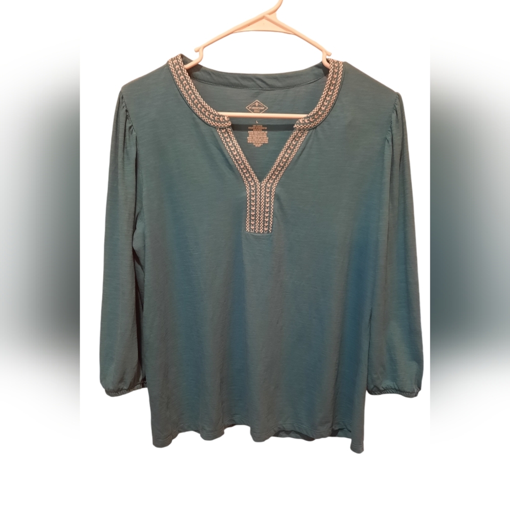 St. John's Bay Blue Peasant Blouse size Large